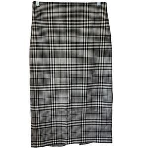 Zara Black White Plaid Midi Pencil Skirt Size Medium